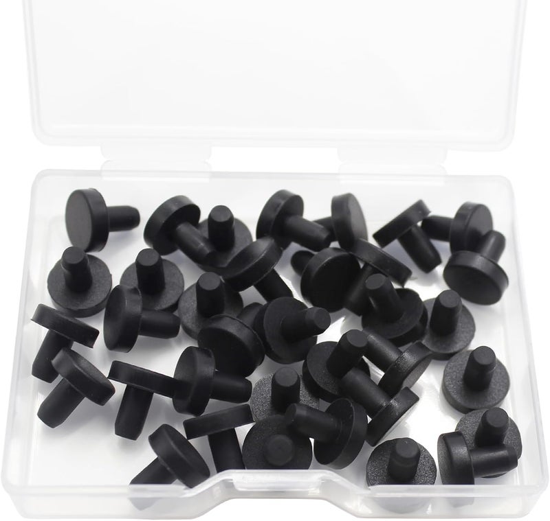 BOPOREAE 35 Pcs 4 mm/0.16 in Silicone Rubber Plug for Small Round Holes, Waterproof T Type Rubber Stoppers, Soft Flexible Seal Button Plugs Tube Pipe End Caps Inserts Bathtub Jet Covers, Black - Image 1